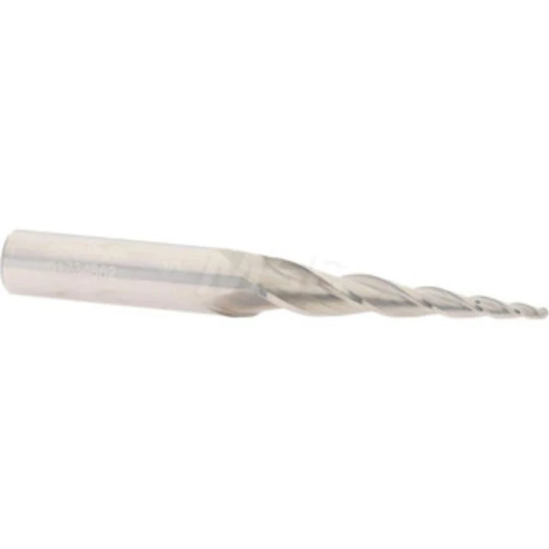 Accupro 5 per Side 3/32 Small End Diam 2 LOC 3-Flute Solid Carbide Tapered Ball End Mill Uncoated, 1/2 Shank Diam, 4 ...